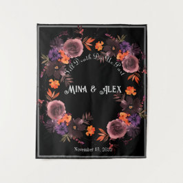 Personalisierte Hochzeit mit schwarzgotischer Flor Wandteppich