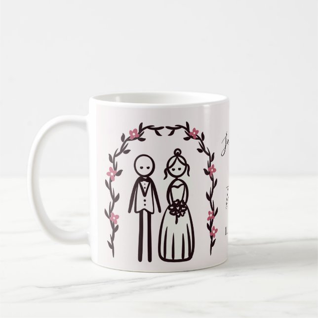 Personalisierte Hochzeit mit Strichmännchen Kaffeetasse (Links)