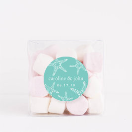Personalisierte Hochzeit mit Türkis und Weißer See Runder Aufkleber