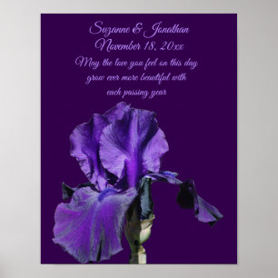 Personalisierte Hochzeit mit violetter Schwertlili Poster