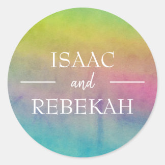 Personalisierte Hochzeit mit Wasserfarbe Runder Aufkleber