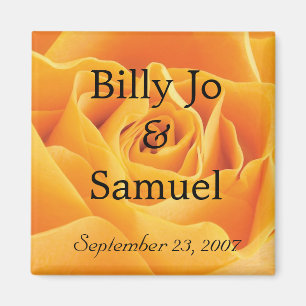 Personalisierte Hochzeit mit weichem Gelb Magnet