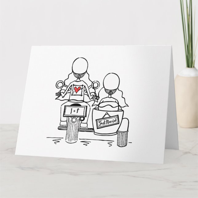 Personalisierte Hochzeit mit zwei Bikern Karte (Vorderseite)