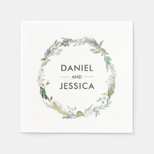Personalisierte Hochzeit Napkin grünes Blattwerk Serviette