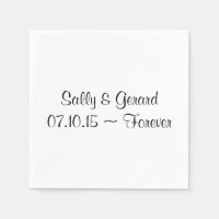 Personalisierte Hochzeit Napkin Schwarzer Rücktext