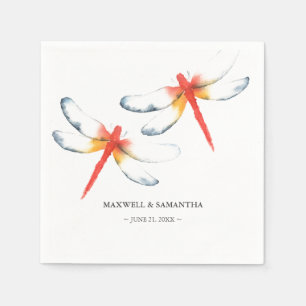 Personalisierte Hochzeit Napkins Red Dragonfly Serviette