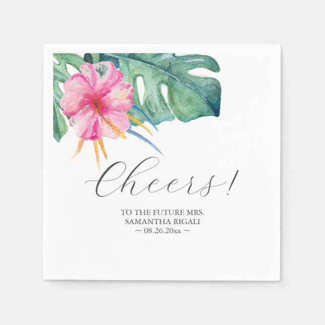 Personalisierte Hochzeit Napkins Rosa Blume Serviette (Vorderseite)