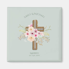 Personalisierte Hochzeit oder Jahrestag Blumenkreu Magnet