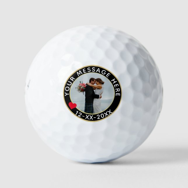 Personalisierte Hochzeit oder Jubiläum-Foto Golfball (Vorderseite)