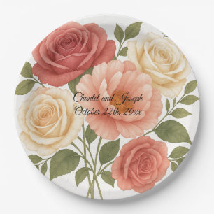 Personalisierte Hochzeit Pfingstrose Delikate Rose Pappteller