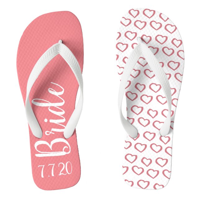 Personalisierte Hochzeit Pink Bow Flip Flops (Fußbett)