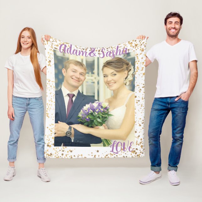 Personalisierte Hochzeit rustikaler und weißer Fot Fleecedecke (Beispiel)