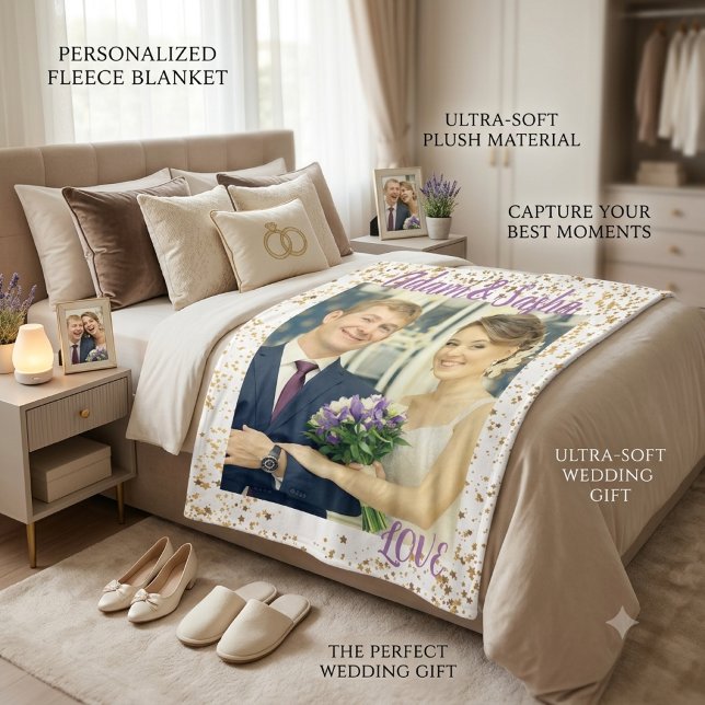 Personalisierte Hochzeit rustikaler und weißer Fot Fleecedecke (Von Creator hochgeladen)