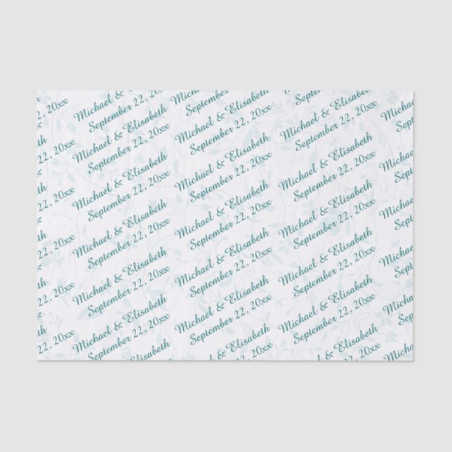 Personalisierte Hochzeit - Türkis Seidenpapier (Vorderseite)