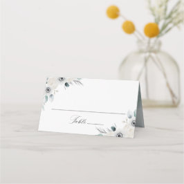 Personalisierte Hochzeit von Anemonen und Rose Platzkarte