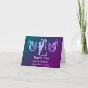 Personalisierte Hochzeit von Braut und Baum Dankeskarte