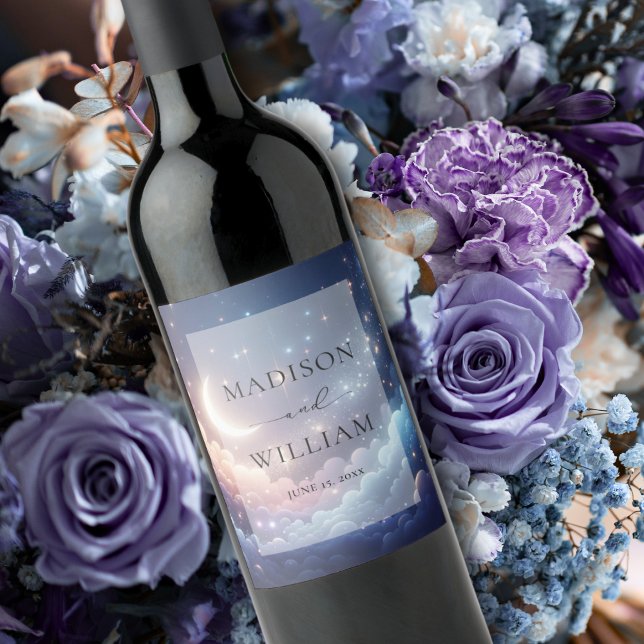 Personalisierte Hochzeit von Celestial Moon und St Weinetikett (Von Creator hochgeladen)