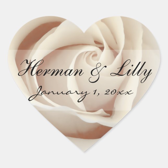 Personalisierte Hochzeit von Eiscreme Herz-Aufkleber (Vorderseite)