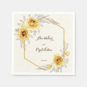 Personalisierte Hochzeit von Gelben Rosen Serviette