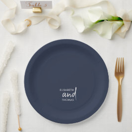 Personalisierte Hochzeit von Navy Blue Pappteller