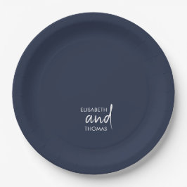 Personalisierte Hochzeit von Navy Blue Pappteller