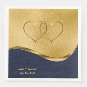 Personalisierte Hochzeit von Navy Blue und Gold Serviette
