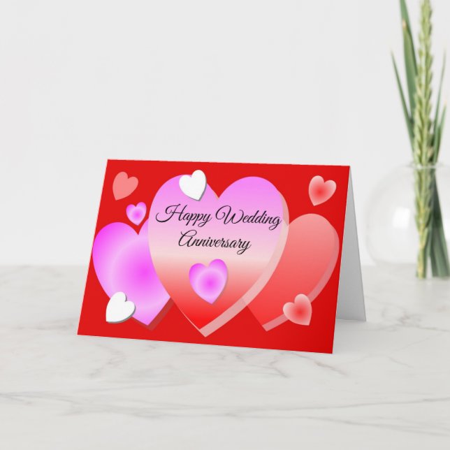 Personalisierte Hochzeitfeier des Red Hearts Karte (Vorderseite)