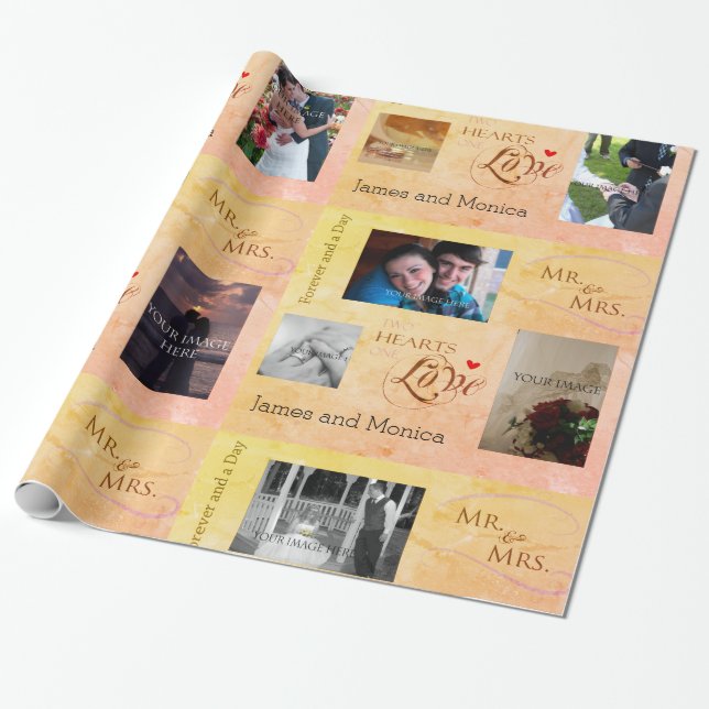Personalisierte Hochzeitfotomaterial mit / CustomT Geschenkpapier (Ungerollt)