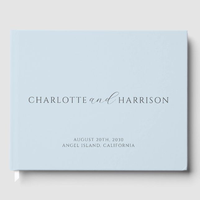 Personalisierte Hochzeitmonogramm Blau Gästebuch (Vorderseite)