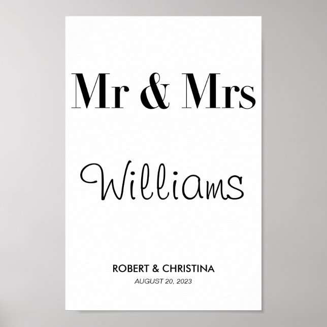 Personalisierte Hochzeitplakatgeschenke MR & MRS. Poster (Vorne)