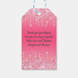 Personalisierte Hochzeitrosa Dripping Glitzer Tren Geschenkanhänger