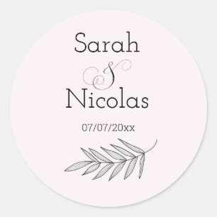 Personalisierte Hochzeitsaufkleber minimalistische Runder Aufkleber