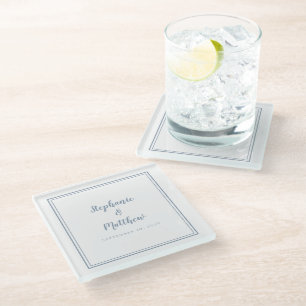 Personalisierte Hochzeitsbride & Groom Dusty Blue Glasuntersetzer