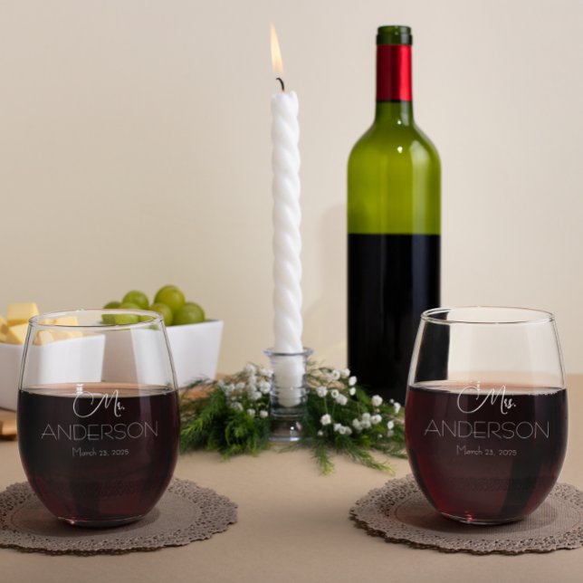 Personalisierte Hochzeitsbride Groom Gefallen mr m Weinglas Ohne Stiel (Von Creator hochgeladen)