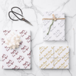 Personalisierte Hochzeitsbride Groom Silbergott Ro Geschenkpapier Set