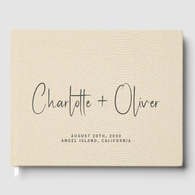 Personalisierte Hochzeitscreme-Imitate Gästebuch (Vorderseite)