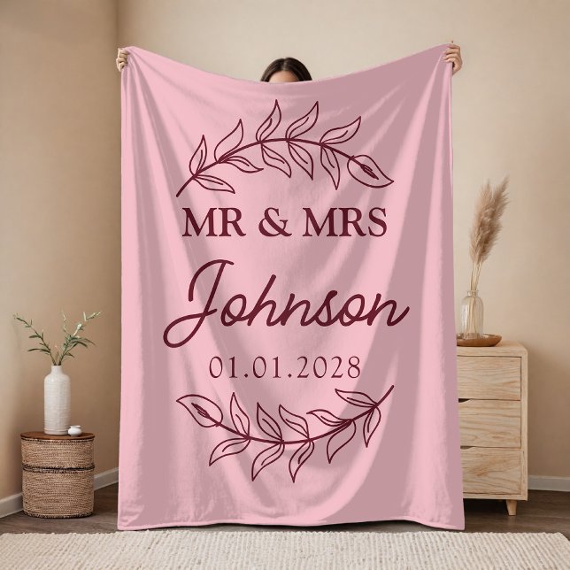 Personalisierte Hochzeitsdecke als Geschenk für Eh Fleecedecke (Custom Pink Couple Throw Blanket – Cozy Wedding or Engagement Gift for Her or Him)