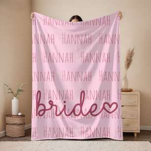 Personalisierte Hochzeitsdecke Rosa Geschenk für d Fleecedecke