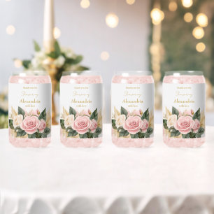 Personalisierte Hochzeitsdusche rosa Rosen Dosenglas