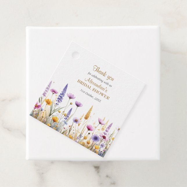 Personalisierte Hochzeitsdusche Wildblumen Geschenkanhänger (Beispiel)