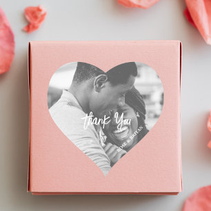 Personalisierte Hochzeitsfoto Danke Geschenkaufkle Herz-Aufkleber