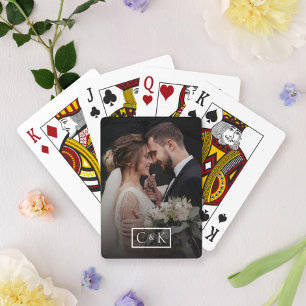 Personalisierte Hochzeitsfoto-Monogramm Spielkarten
