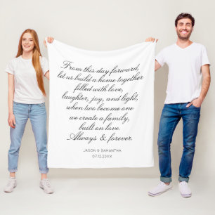 Personalisierte Hochzeitsgelübde Kalligrafie Fleecedecke