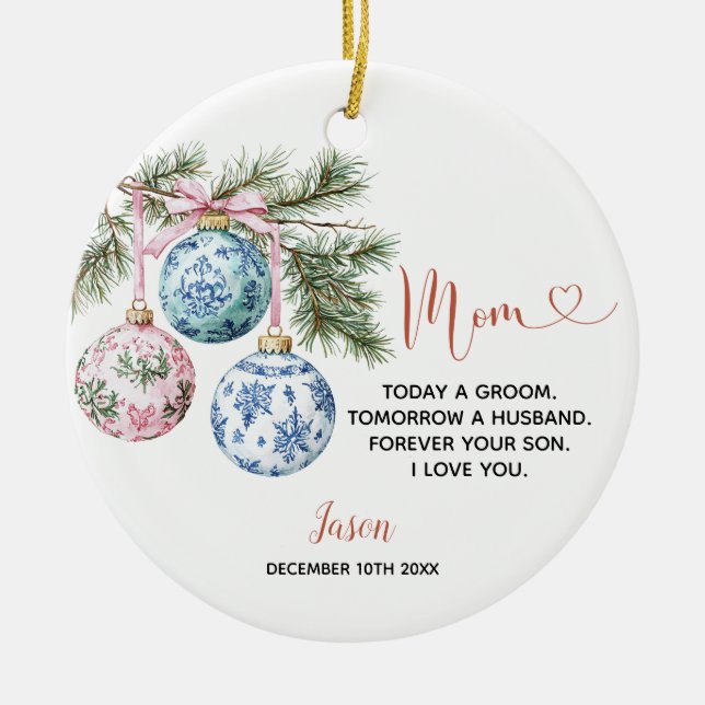 Personalisierte Hochzeitsgeschenke Mama der Weihna Keramik Ornament (Vorne)