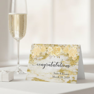 Personalisierte Hochzeitsglückwünsche Gold Floral Karte