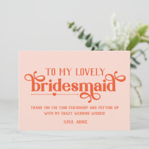 Personalisierte Hochzeitskarte für Bridesmaid