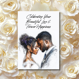 personalisierte Hochzeitskarte "Golden Rings & Blo Karte