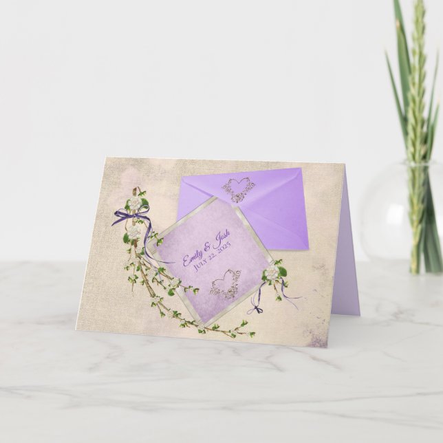 personalisierte Hochzeitskarte mit inspirierendem  Karte (Vorderseite)