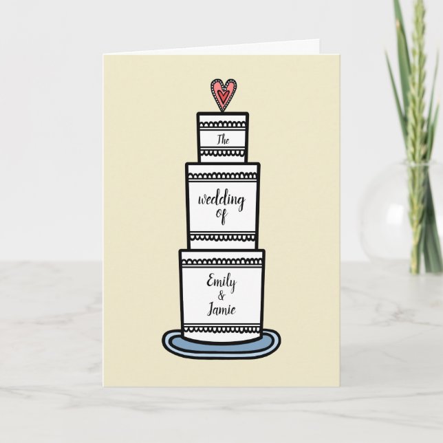 Personalisierte Hochzeitskuchen Einladung (Vorderseite)