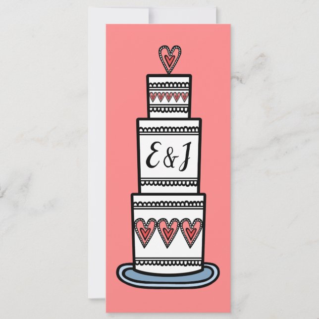 Personalisierte Hochzeitskuchen Einladung (Vorderseite)